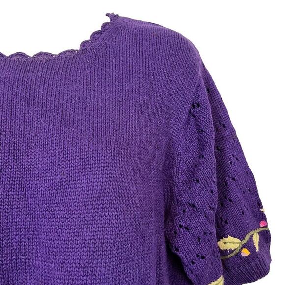 Herman Geist Hand Embroidered Womens Embroidered Vintage Purple Sweater sz S - Picture 6 of 16